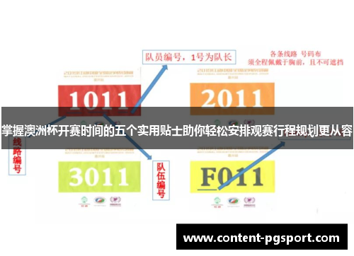掌握澳洲杯开赛时间的五个实用贴士助你轻松安排观赛行程规划更从容
